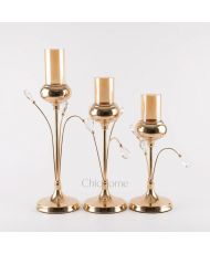 3 bougeoirs doré avec cristaux