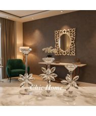 3 bougeoirs en cristal