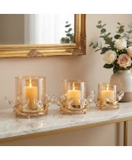 3 bougeoirs AZURA dorés –...