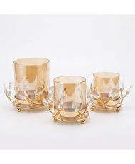 3 bougeoirs AZURA dorés –...