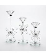 3 bougeoirs en cristal