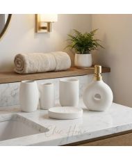 Set de Salle de Bain LINA Blanc 4 Pièces - Chic Home Tunisie